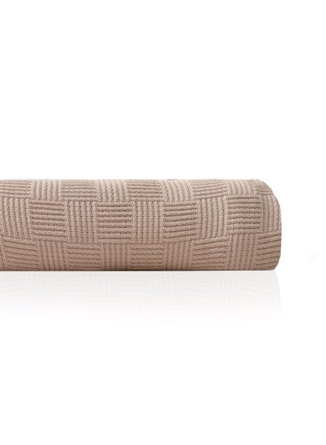 Relax Egyptian cotton Leno throw blanket,ultra-soft & lightweight with an elegant woven design ,king size 255x225 cm , Beige - Image 1